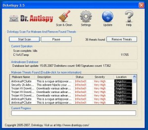En el Rogueware se instala un programa antivirus falso